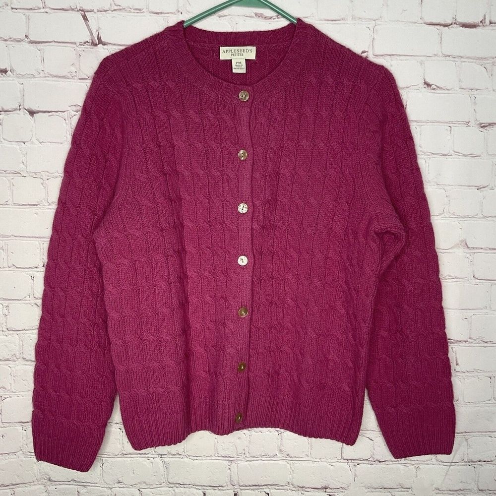 Appleseed's Women's Raspberry 100% Wool Button Fr… - image 7